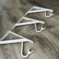 3 White Steel Shelf and Rod Bracket 8”/11”/1” $20 for all 