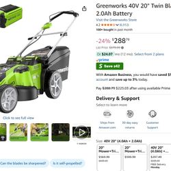 Greenworks 20” Twin Blade Mower