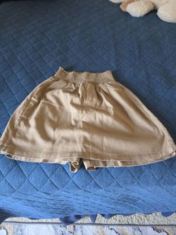 Tan High-Waist Smocked Shorts