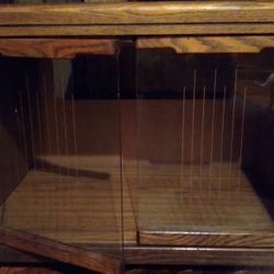 Solid Oak TV Stand With Glass Doors 