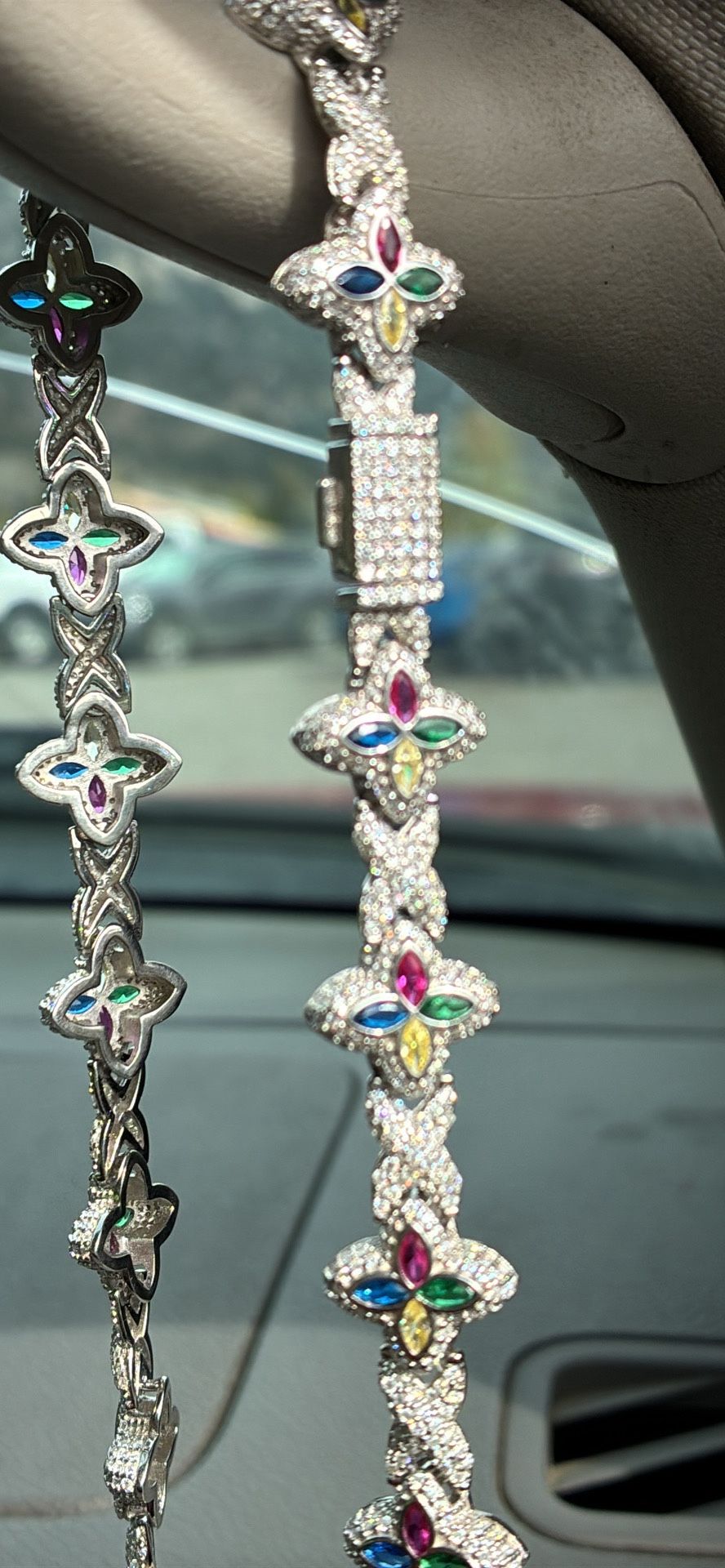 Clover Necklace.925 Sterling Silver/ VVSD1 Color Moissanite 7.89CTW