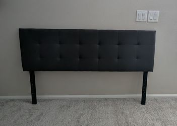 Dark Grey Headboard Queen Size With Free Box Spring