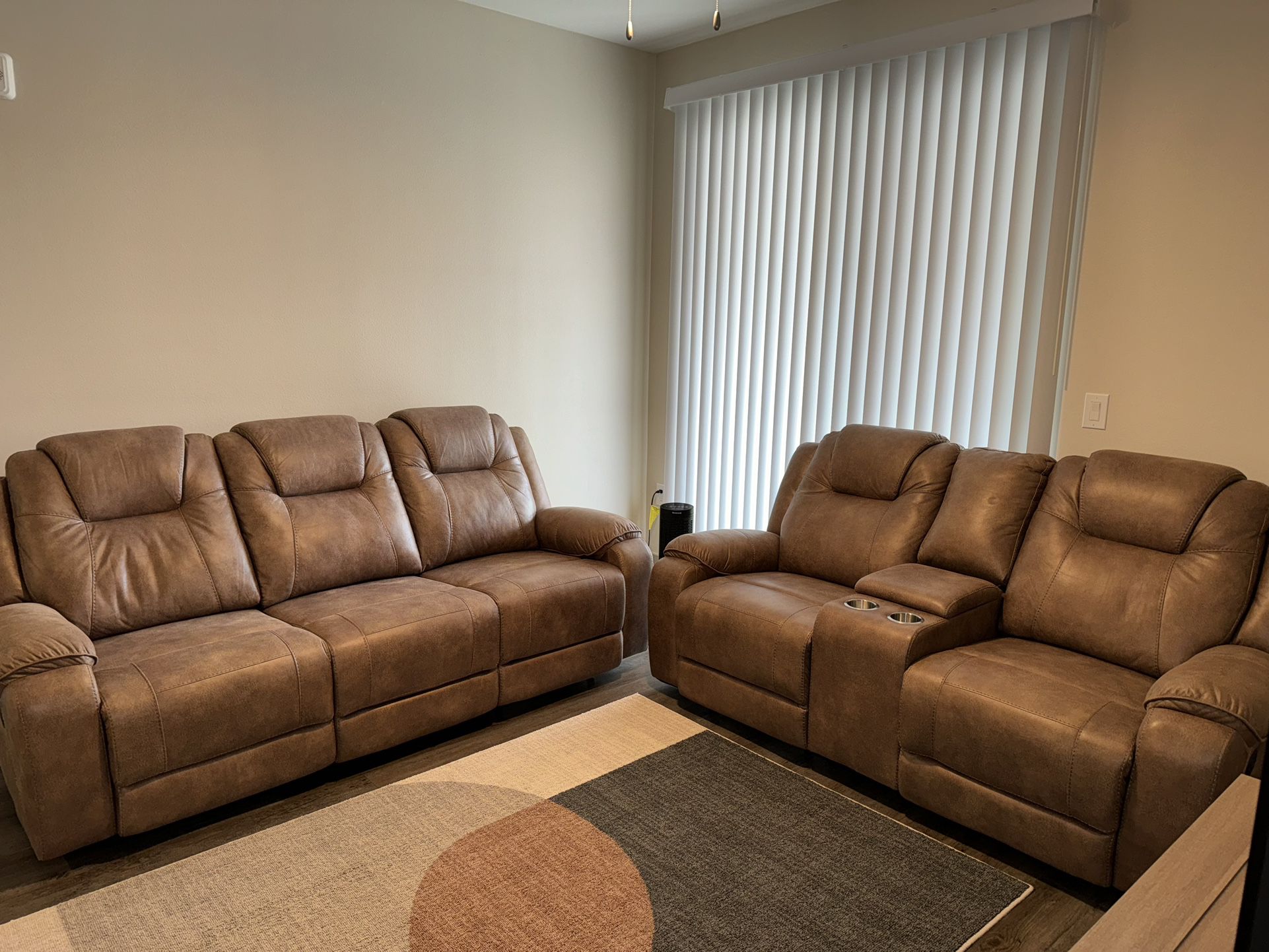 Leatherlike Recliner Couch And Love Seat Set