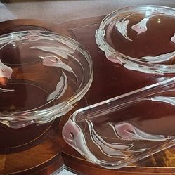 Vintage MIKASA calla Lily Glass Serving Platters