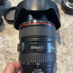 Canon Ef 24-105 L USM F/4 With Caps And Hood 