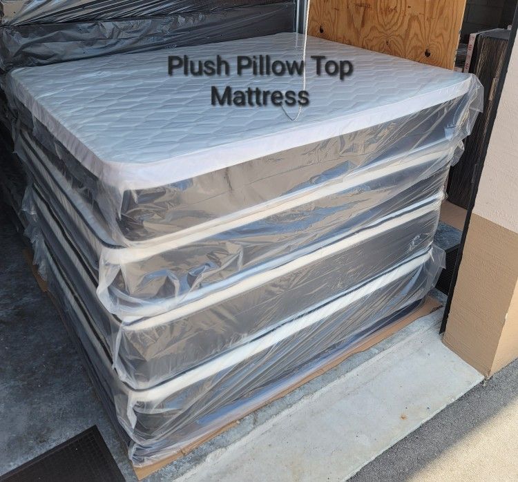 NEW QUEEN PILLOW TOP MATTRESS AND BOX SPRING -- Also Available In All Sizes.