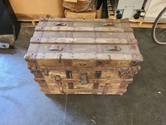 Antique wood chest trunk
