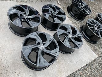 Honda OEM  16 inch wheels gloss black  16 inch 5x114 +50 fully refinished like new ! 595$ for 4 rims plus tax.  New and used tires options available b