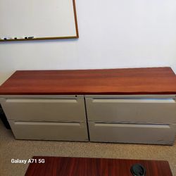 Meridan Credenza 4 Drawer Desk Cabinet.  Height 28 Inch. Depth 19 Inch. Width 72 Inch. Qty  2 Available.