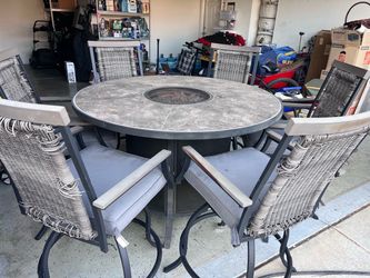 High top Patio Table and Chairs with fire pit