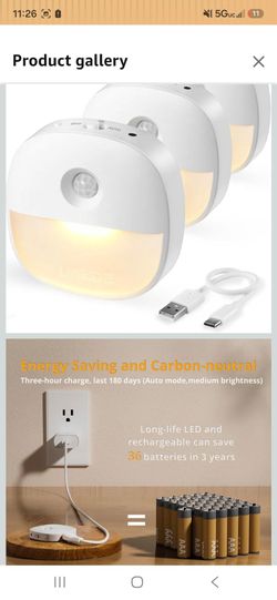 Lyridz Rechargeable Night Light, Motion Sensor Battery Nightlight, Mini Stick-on LED Closet Light, 1-20LM Dimmable Brightness for Bathroom, Bedroom, K