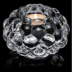 Orrefors Sweden Bubble Raspberry Votive Crystal Candle Holder Set Of 3