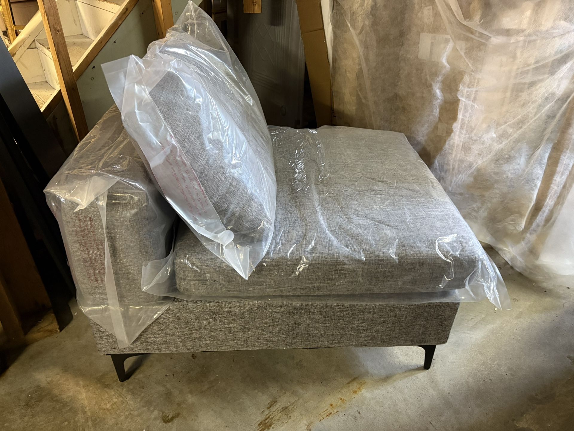 New Oversized Armless Gray Linen Accent Chair