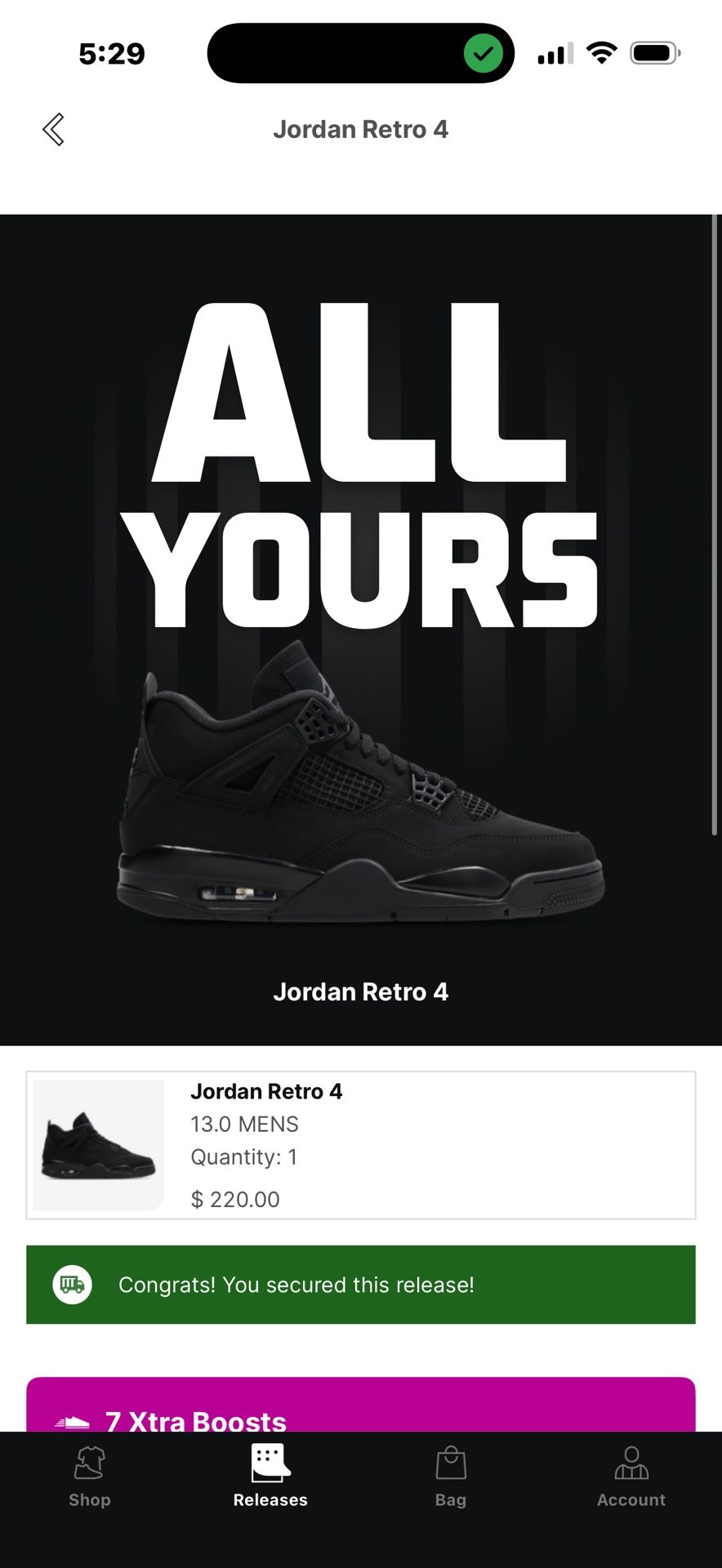 Jordan 4 Black Cat Size 13