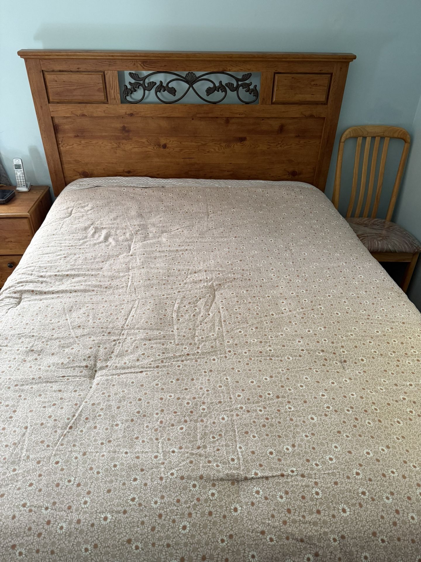 Wooden Queen Bed Frame (Ashley Furniture) With Queen Mattress