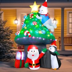 New 7FT Santa Mushroom House Penguin Bear Inflatable