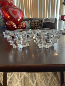 Title: Vintage WMF German Lead Crystal Star Votive Holders - Set of 2