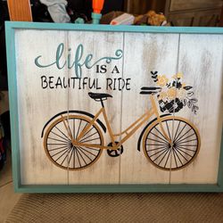 Teal frame bicycle wall decor sign 'Life is a Beautiful Ride' - See My Items 😀