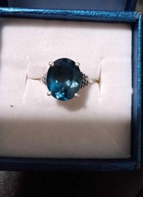 London Blue And Blue Diamond Platinum Over Silver