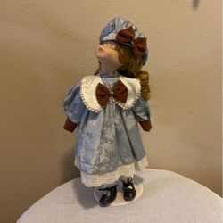 Vintage Porcelain Girl Doll, Fancy Dress 