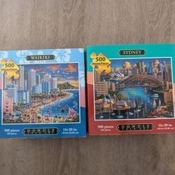 2 Dowdle Folk Art Jigsaw Puzzles