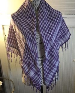 TARTAN PLAID SCARF PURPLE WHITE NWOT