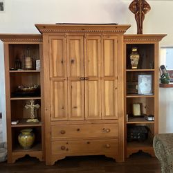Solid Oak Wooden Armoire 