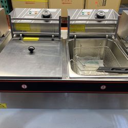 24L Commercial Electric Countertop Dual Tank Deep Fryer