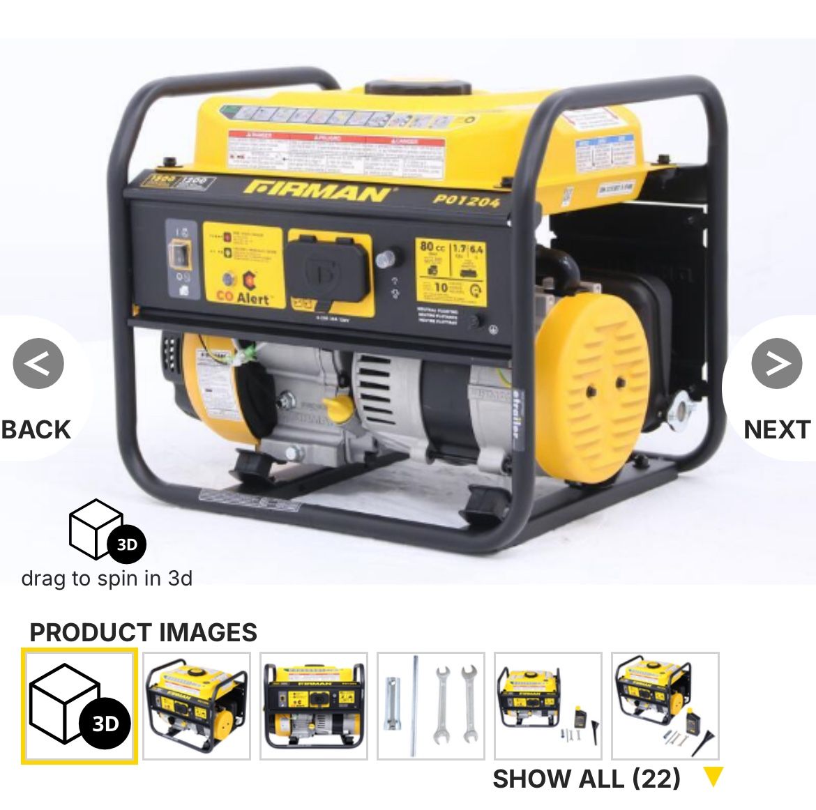 Firman Generator 1500 Watts Gas
