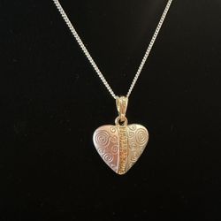 💖 14K Gold Over 925 Tri-Color Heart Pendant + 20” Chain – $80