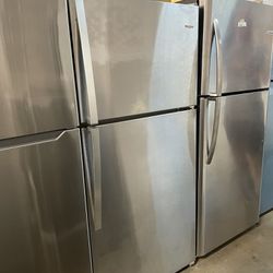 ❄️ NEW Whirlpool 18.2 Cu. Ft. Top-Freezer Refrigerator Monochromatic Stainless Steel WRT318FZDM