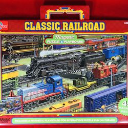 Classic Railroad 45 Pieces Magnetic Puzzle and Playboard T.S. Shure NEW