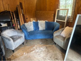 Velour Love Seat and Side Chair Set