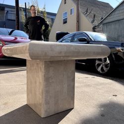 Antique Alabaster Stone Pedestal Table