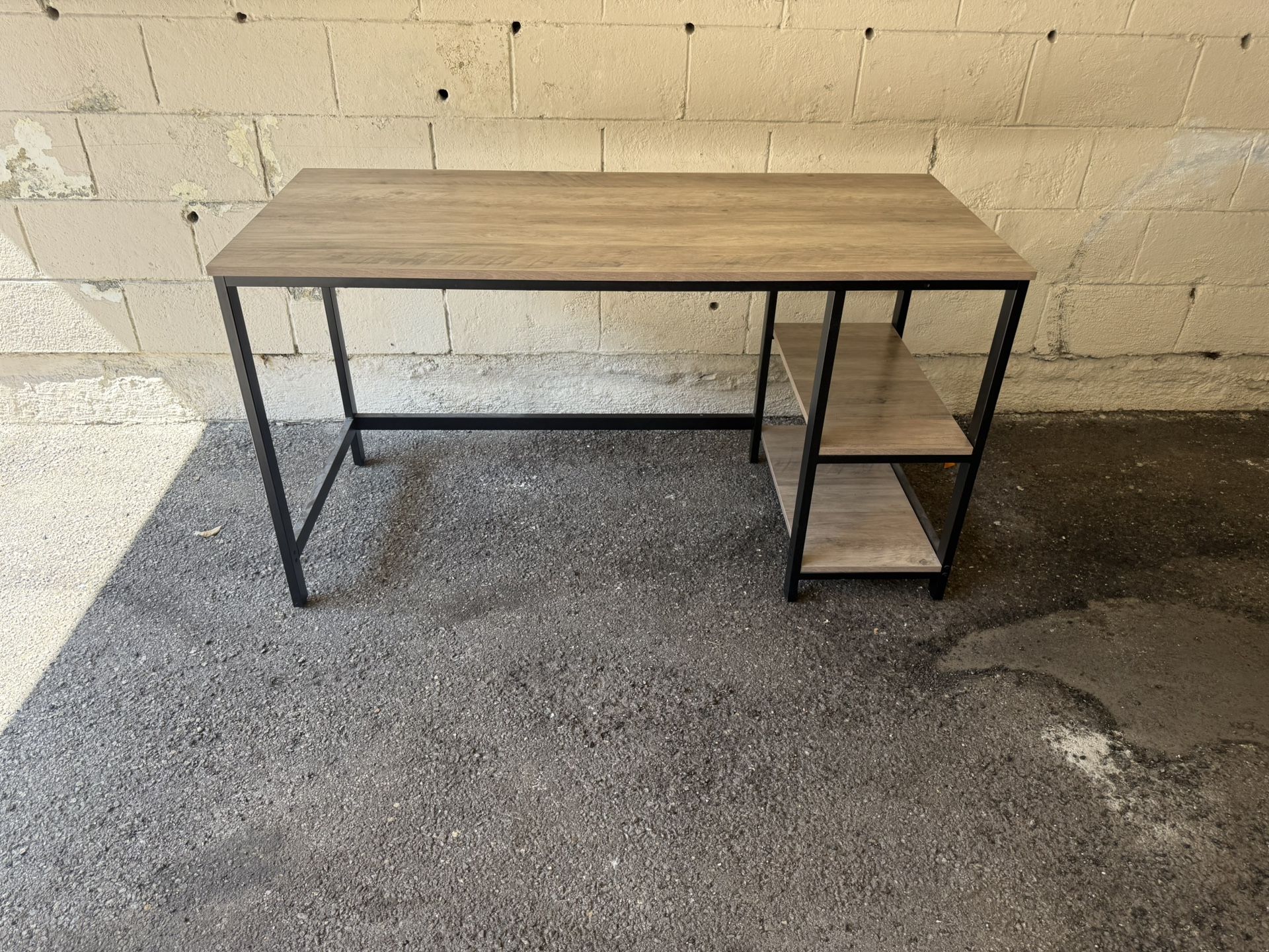 Industrial Style Wood-On-Metal Computer Desk