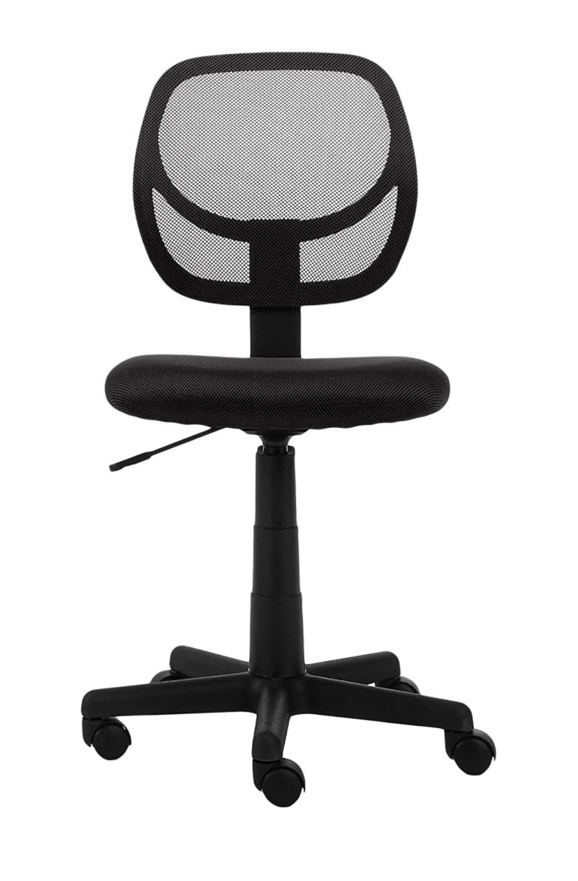 Basics Low-Back, Upholstered Mesh, Adjustable, Swivel Computer Office Desk Chair, Black
