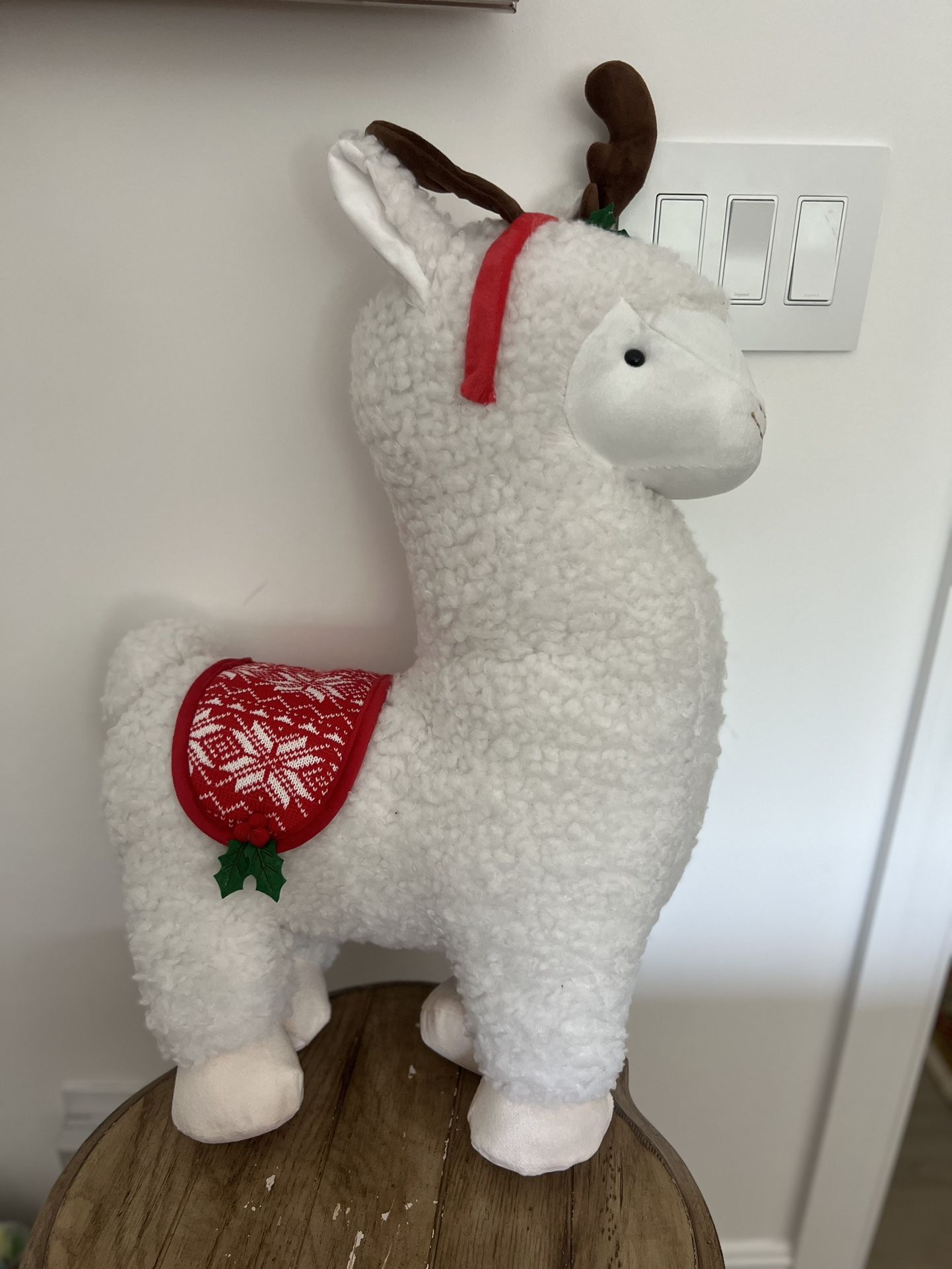 New Tall Fluffy White Plush Christmas Llama