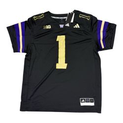 Adidas Washington UW Huskies #1 Football Jersey Black Men's Size L KC0508