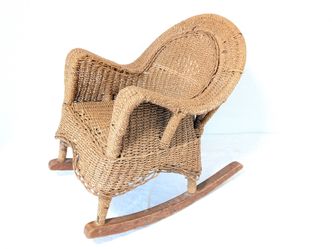 Antique Children's Rattan Wicker Rocking Chair