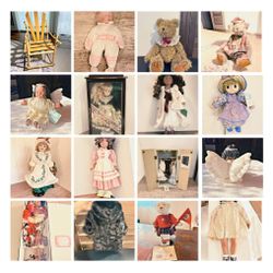 Vintage Doll & Bear Collection – Porcelain Dolls, Jointed Bears, Accessories & Furniture