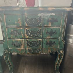 Antique Dresser Mirror And Side Table 