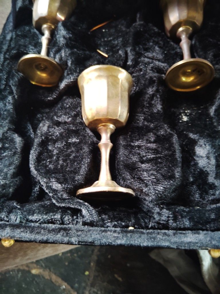 Solid Brass, Silver Plated Wine Goblets