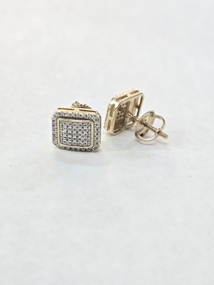 10kt Gold Diamond Stud Screwback Earrings 