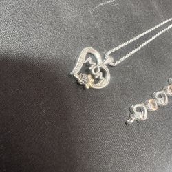 Heart Pendant Bracelet, And Necklace Set