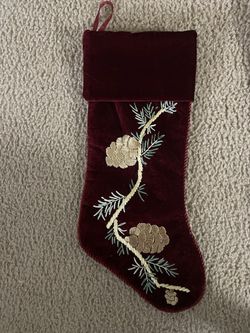 BURGUNDY VELVET CHRISTMAS STOCKING 