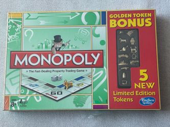 Limited Edition Hasbro Monopoly Board Game w/ 5 Golden Token Bonus
