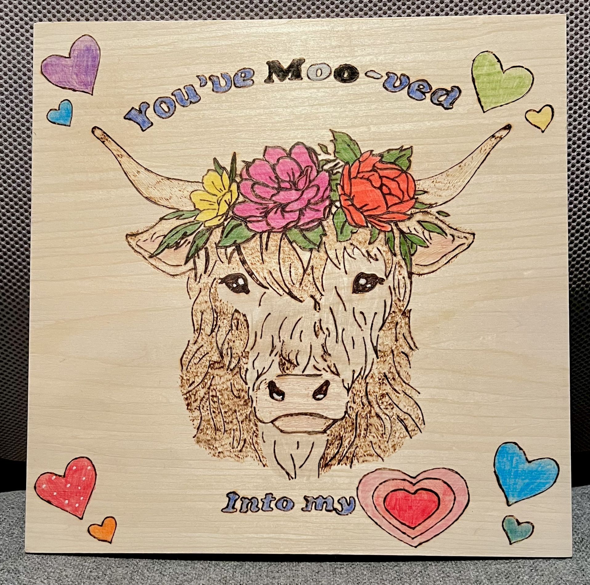 Woodburned Cow Picture