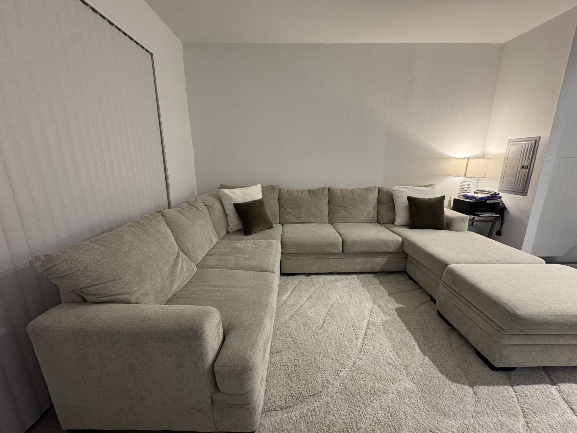 Fabric Sofa with Ottoman Storage