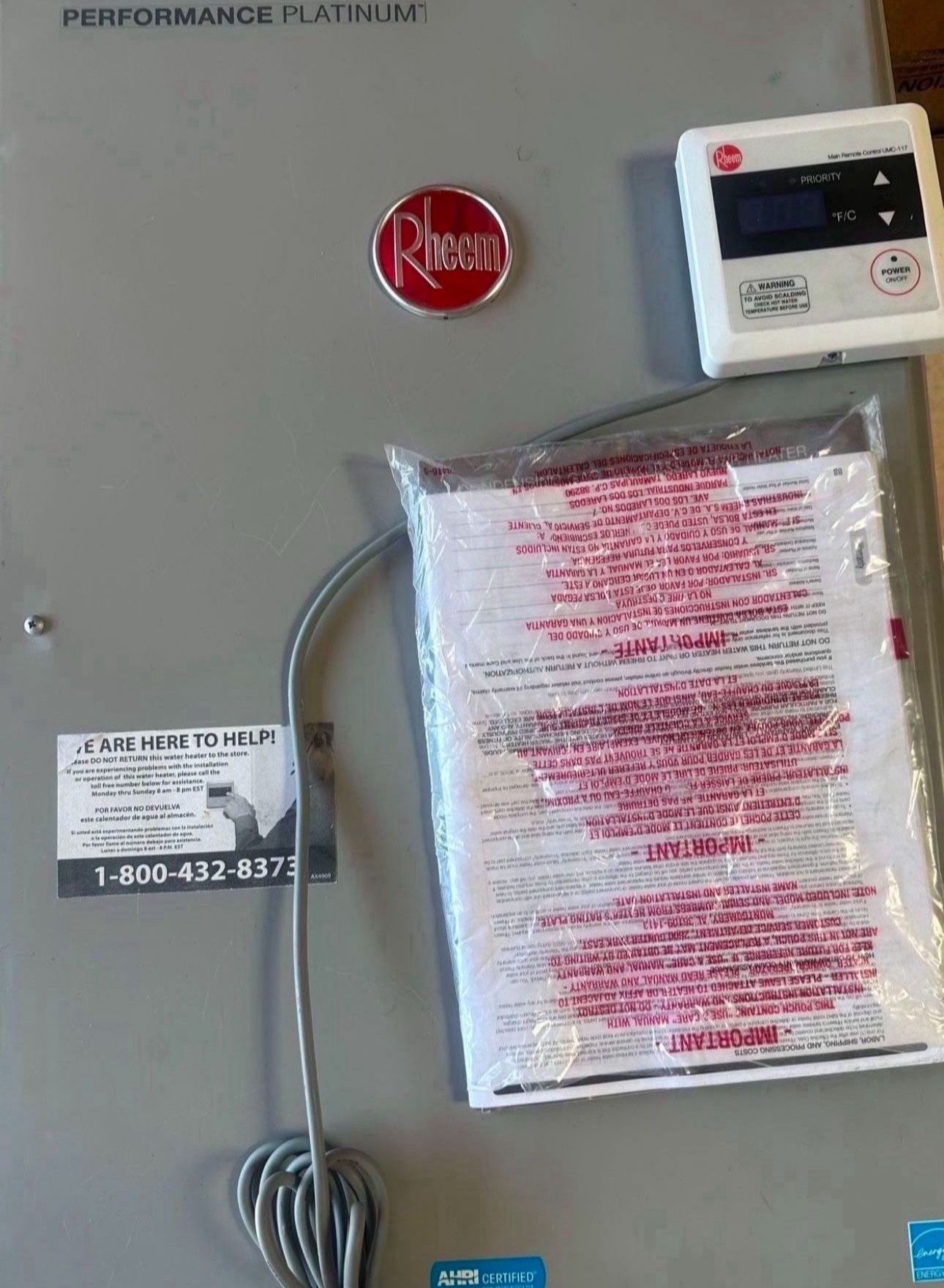 Rheem Performance Platinum GPM Liquid Propane High Efficiency