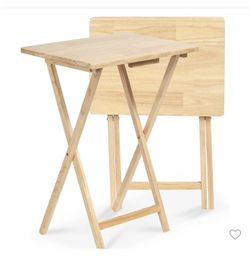 Pj Wood Rectangle Folding Portable Tray Table 